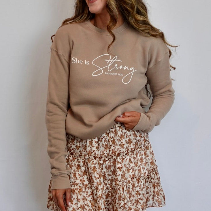 She Is Strong Proverbs 31:25 Crewneck