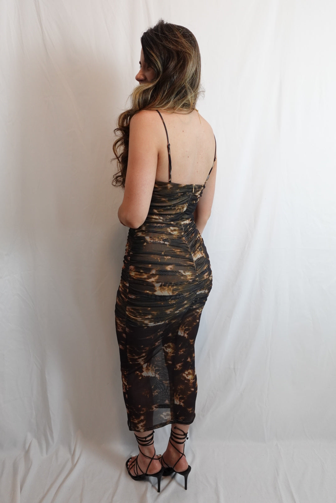 Celine Mesh Lined Midi Dress