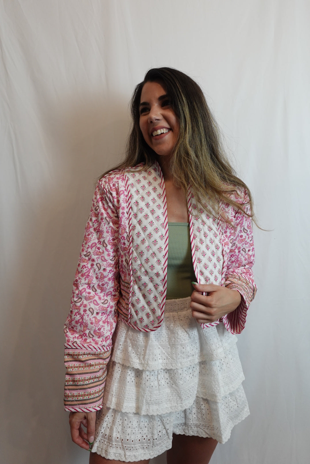 Quilted Paisley Cropped Jacket