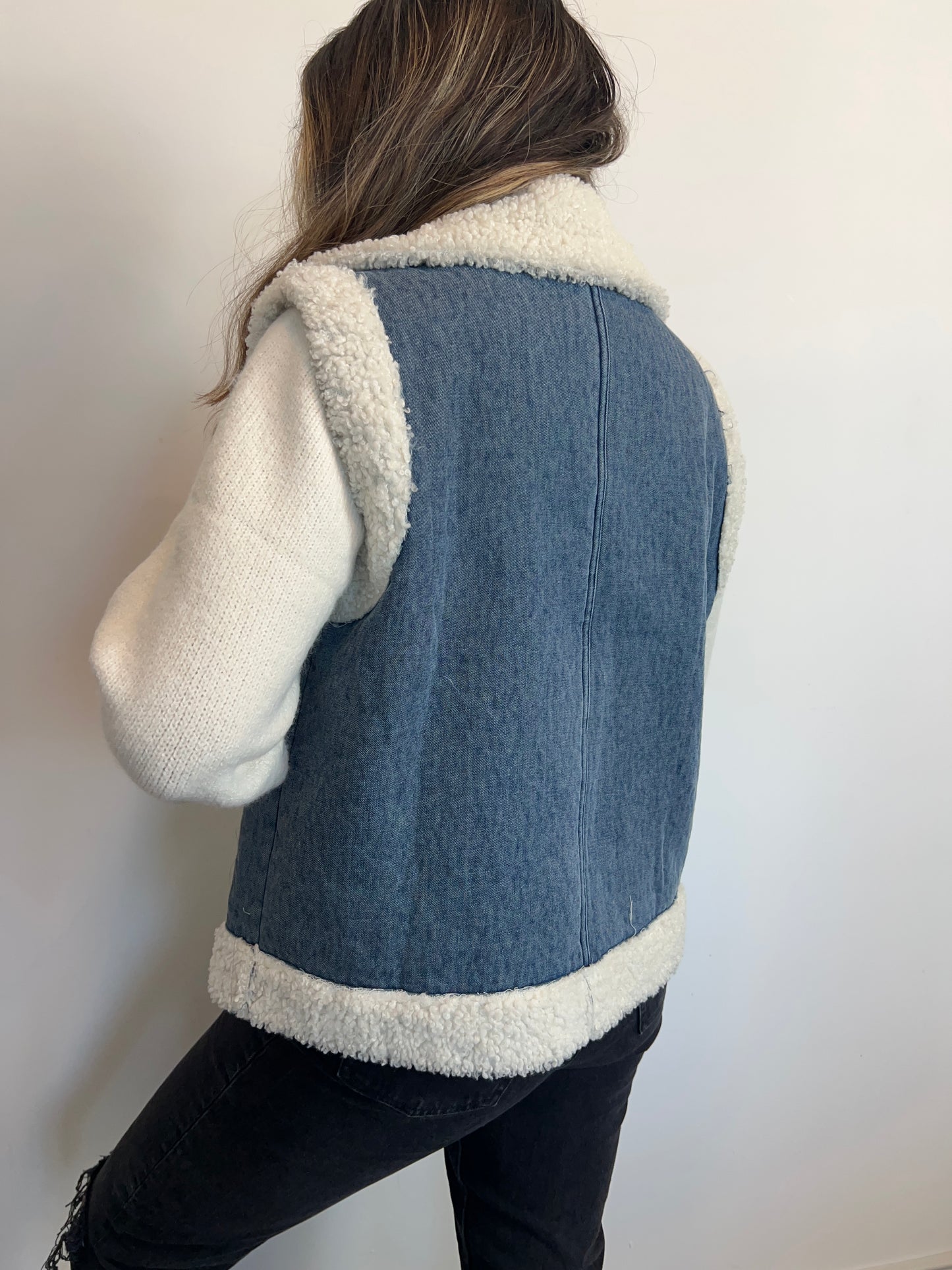 Denim Sherpa Vest