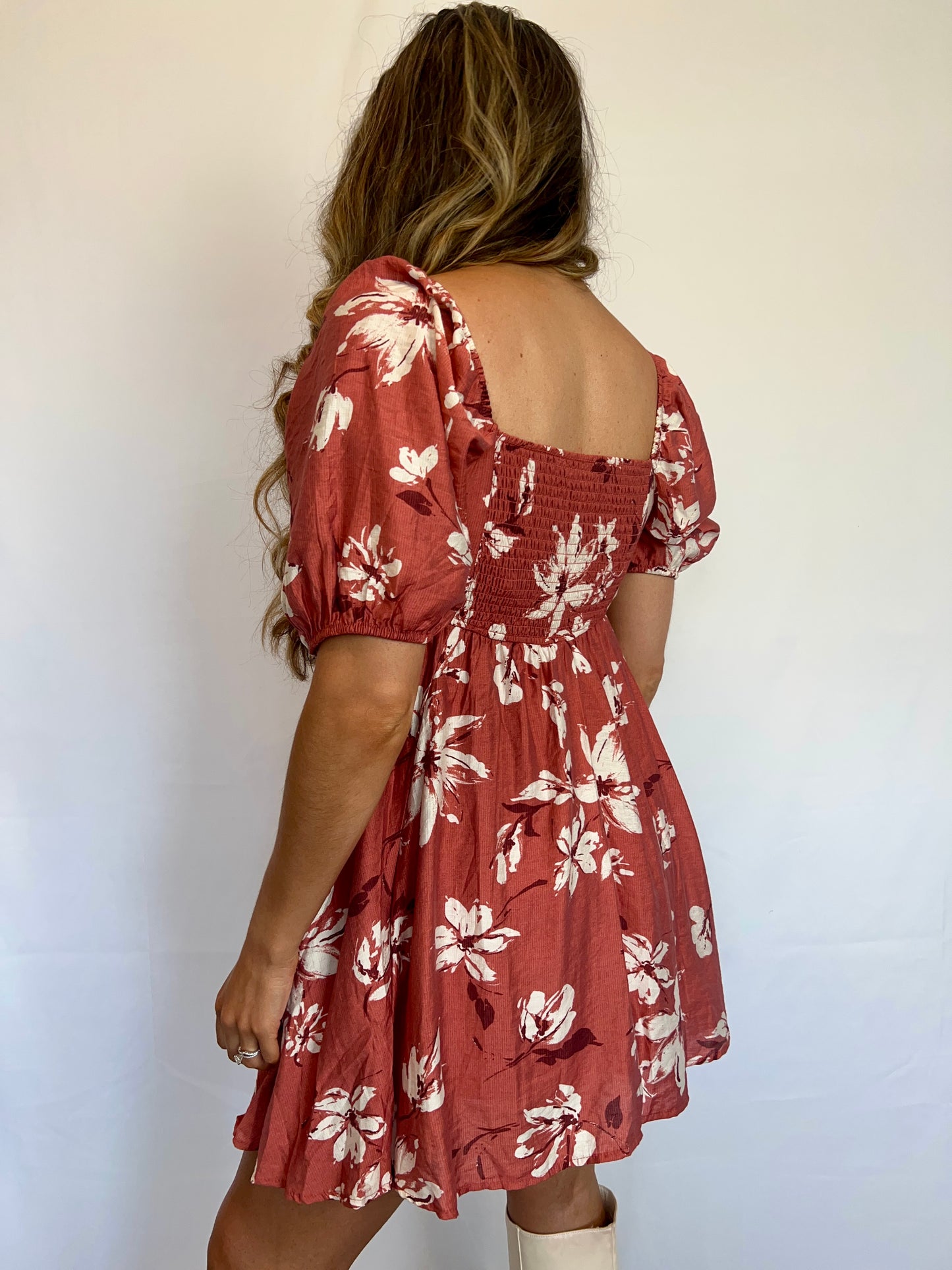 Flawless Floral Puff Sleeve Mini Dress