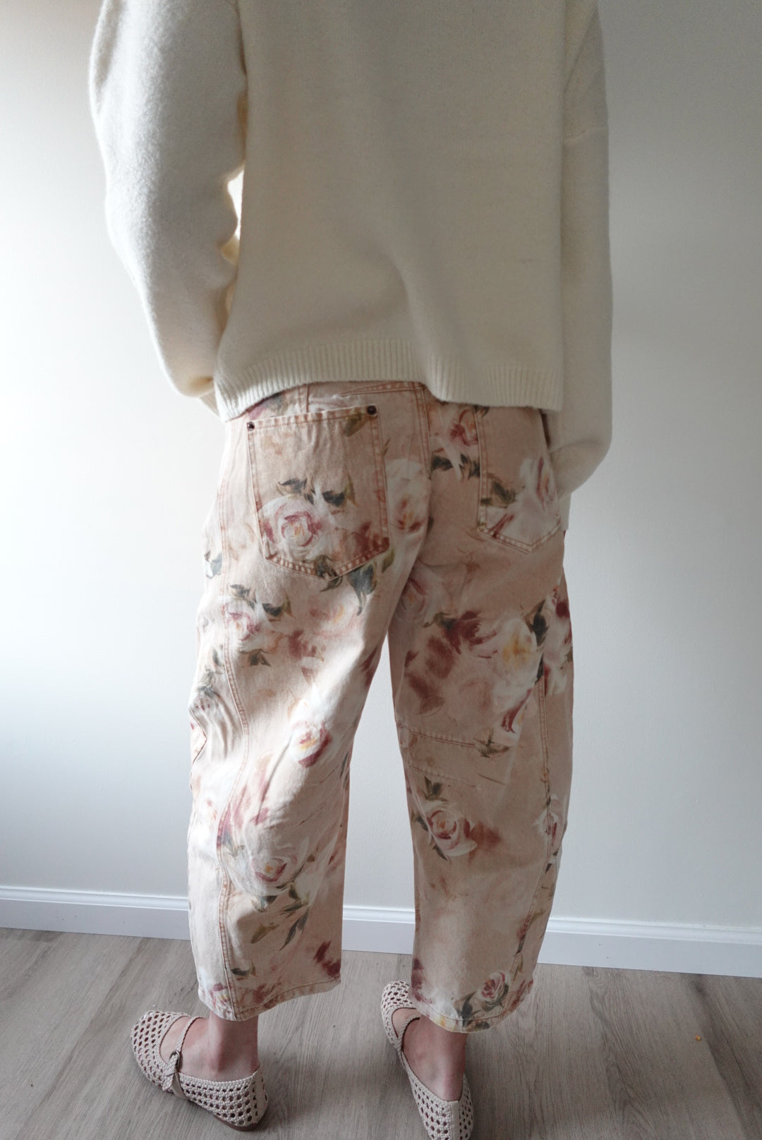 Rustic Rose Barrel Jeans