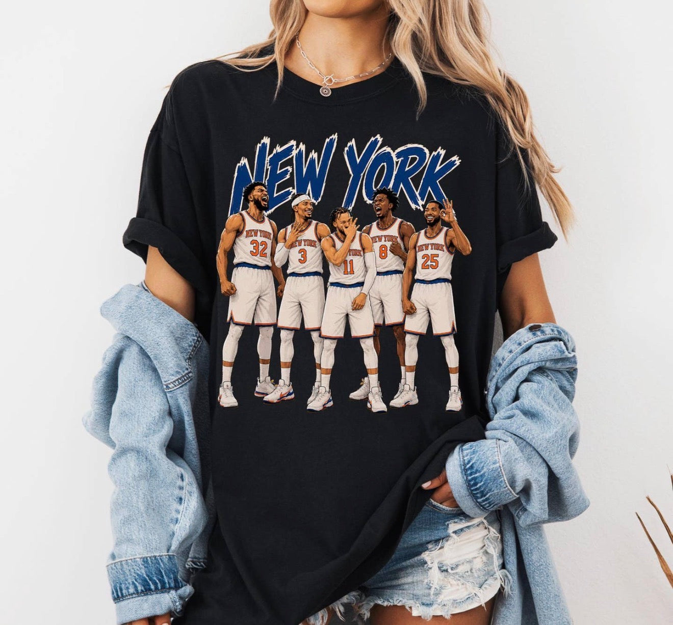 Brunson Anunoby Hart Towns Robinson Knicks Squad Shirt