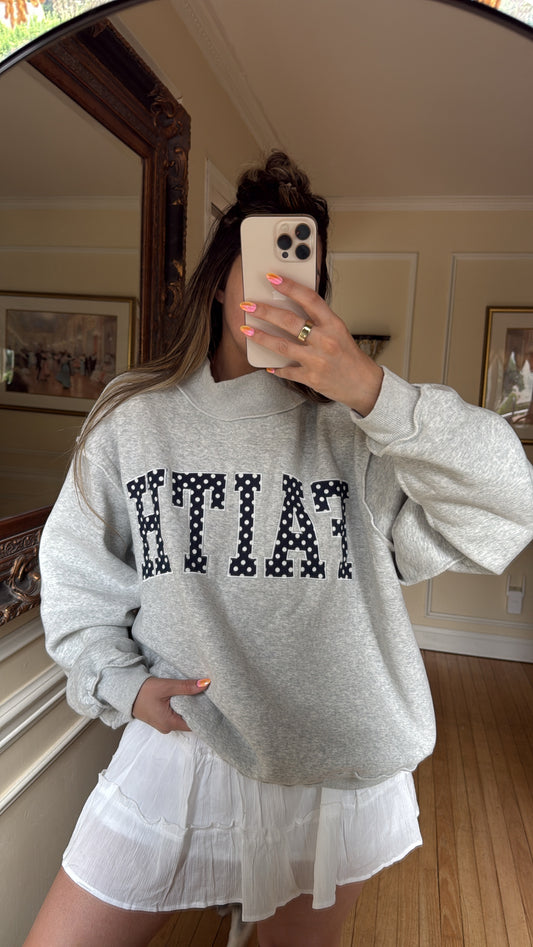 FAITH Polka-Dot Mock Neck Sweatshirt