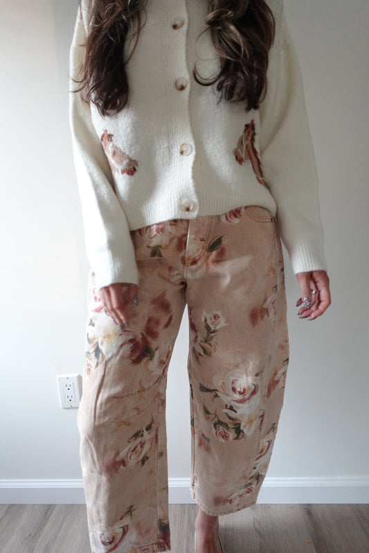 Rustic Rose Barrel Jeans
