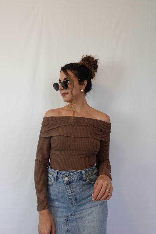 Samantha Fold Over Off Shoulder Knit Top