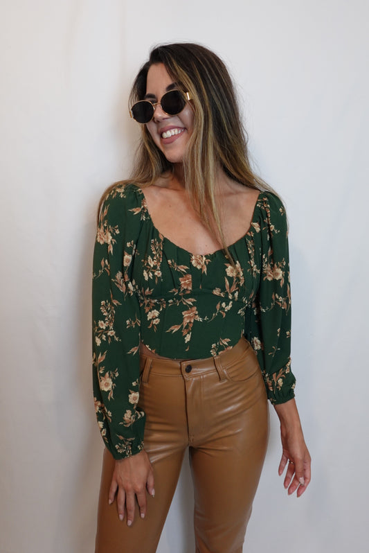 Kensie Floral Corset Crop Top