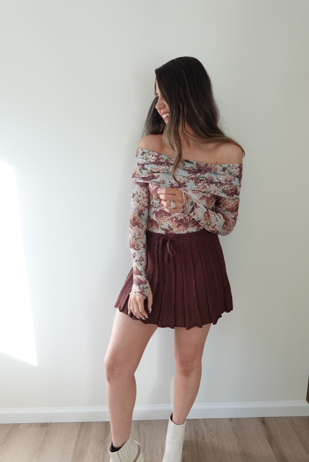 Chocolate Knit Mini Skirt