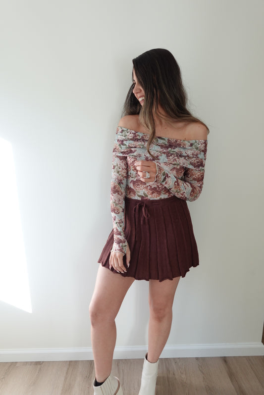 Chocolate Knit Mini Skirt