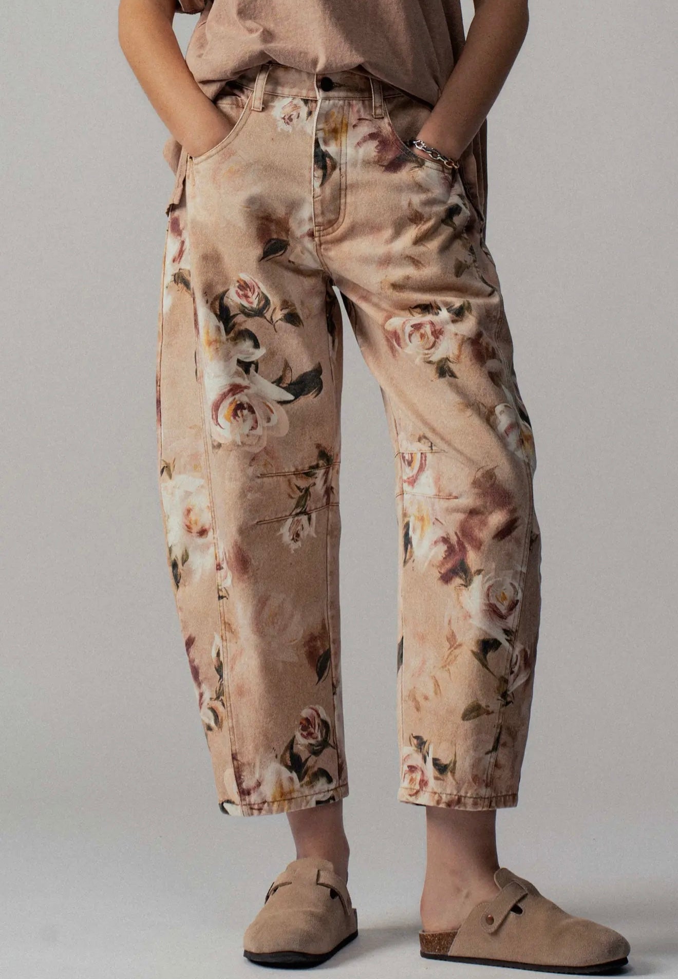 Rustic Rose Barrel Jeans