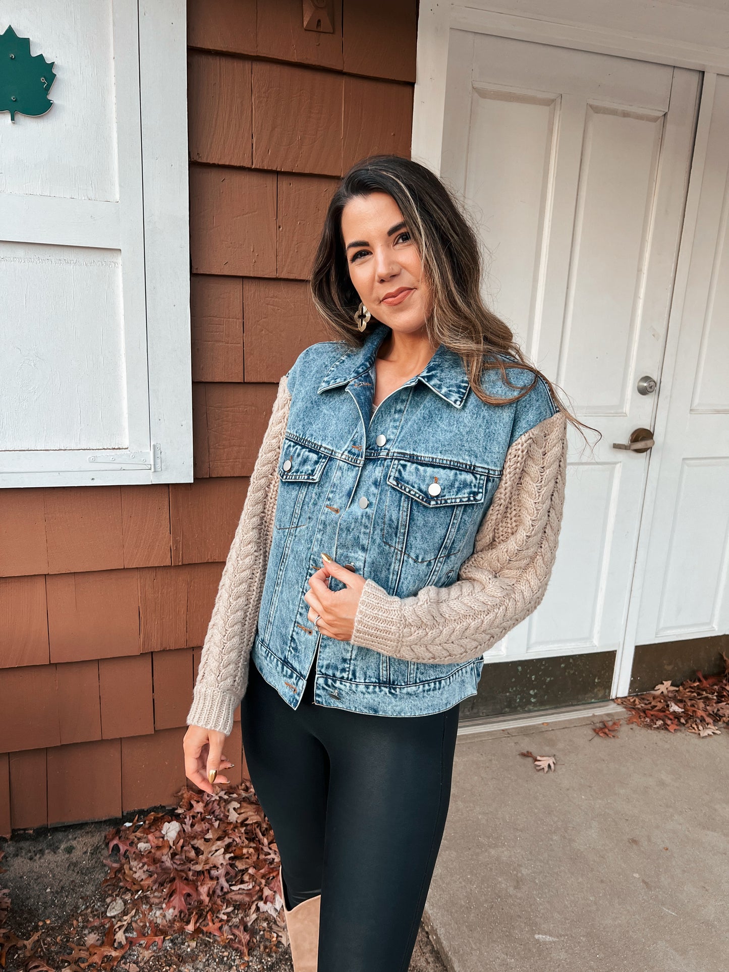 Urban Knit Sleeve Denim Jacket