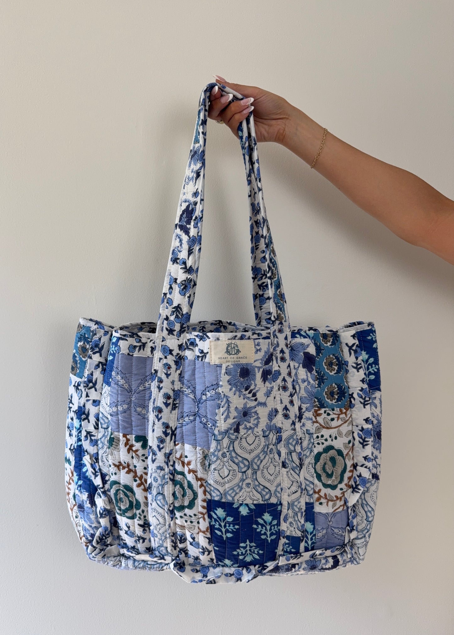 Bluebell Charm Quilted Tote