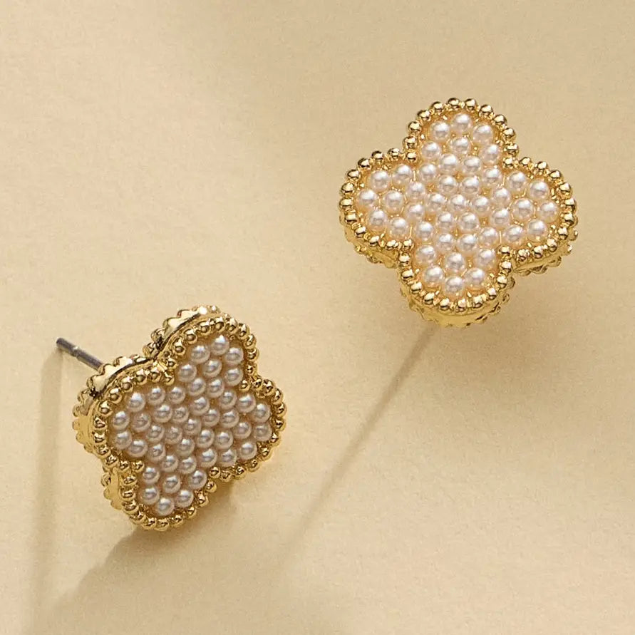 Pearl Luxe Quatrefoil Studs