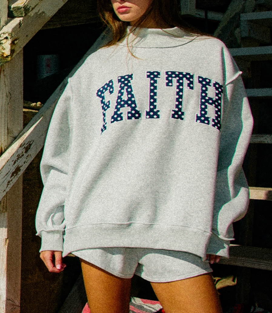 FAITH Polka-Dot Mock Neck Sweatshirt