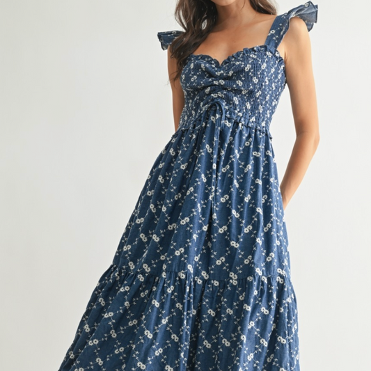 Bluebell Floral Embroidered Maxi Dress
