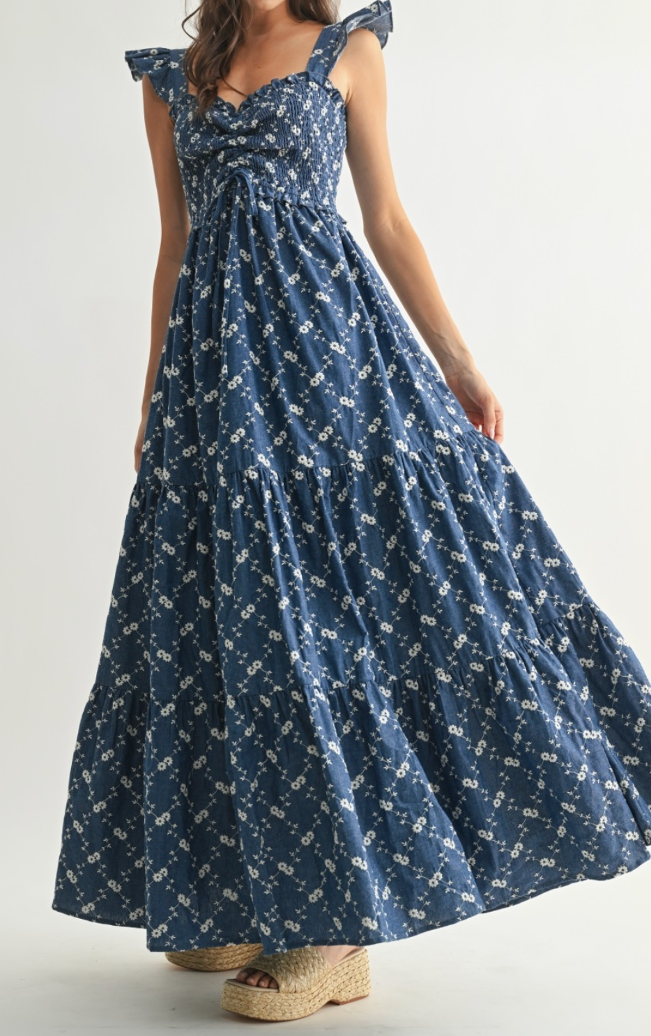 Bluebell Floral Embroidered Maxi Dress